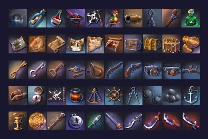 50 RPG Pirate Icons