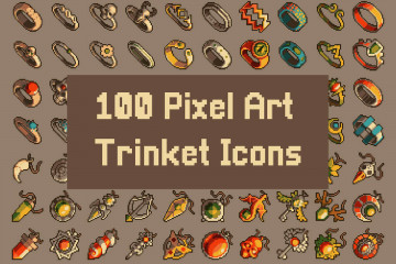 Ring, Earring and Amulet Pixel Art Icons