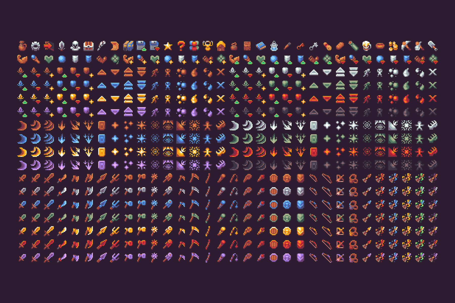 1000 Rpg Icons Pixel Art Pack Download