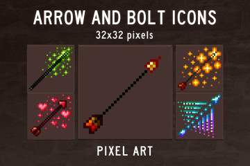 Arrow and Bolt Icons Pixel Art