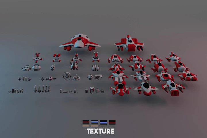 Free Spaceship 3D Low Poly Models Pack