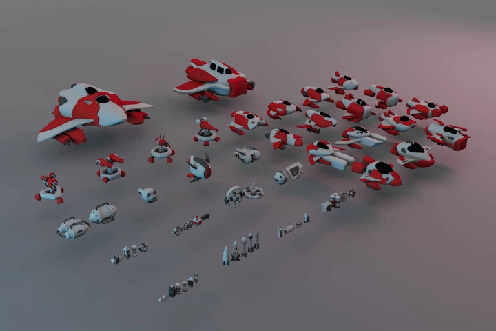 Free Spaceship 3D Low Poly Models Pack