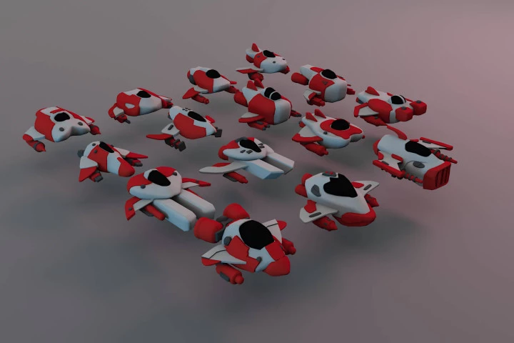 Free Spaceship 3D Low Poly Models Pack