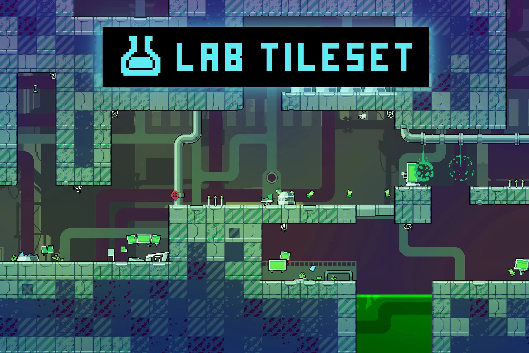 Lab Game Tileset Pixel Art