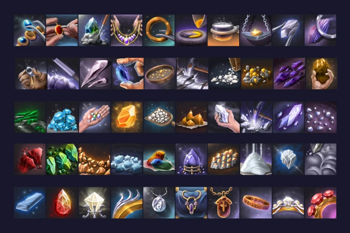 50 RPG Jeweler Skill Icons