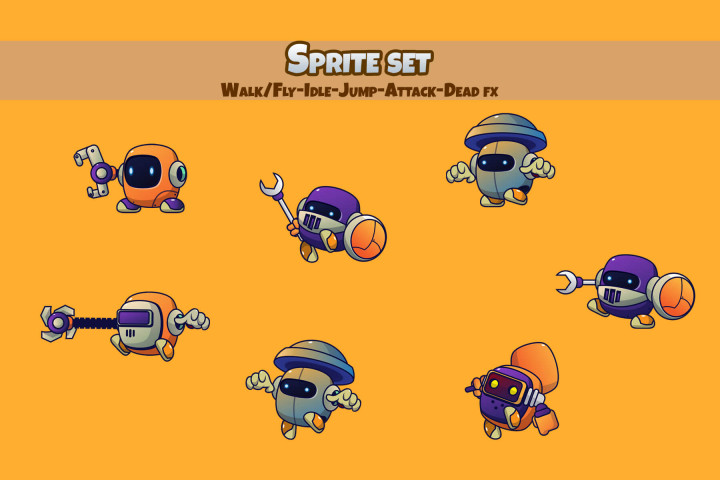 Robots V1 Enemy Sprite Set Download - CraftPix.net