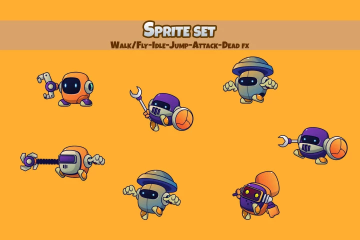 Robots V1 Enemy Sprite Set