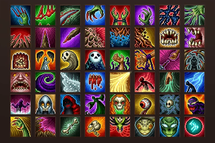 48 Curse Pixel Art Icons