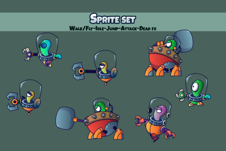 Alien V1 Enemy Sprite Set Download - CraftPix.net