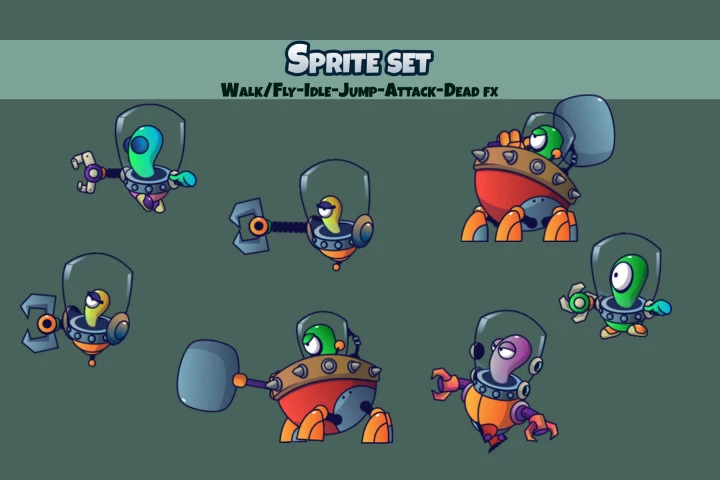 Alien V1 Enemy Sprite Set