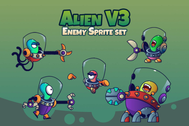 Alien V3 Enemy Character Sprites Download - CraftPix.net