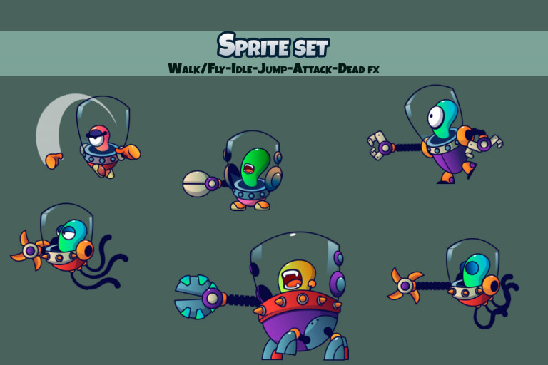 Alien V3 Enemy Character Sprites Download - CraftPix.net