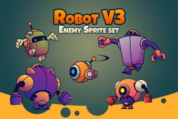 Robot V3 Enemy Character Sprites