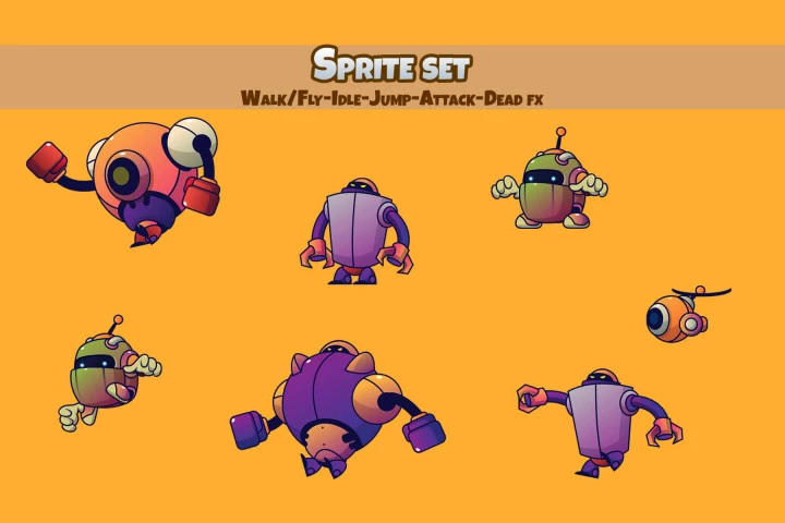 Robot V3 Enemy Character Sprites