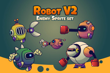 Robots V2 Enemy Sprite Set