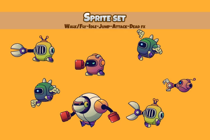 Robots V2 Enemy Sprite Set