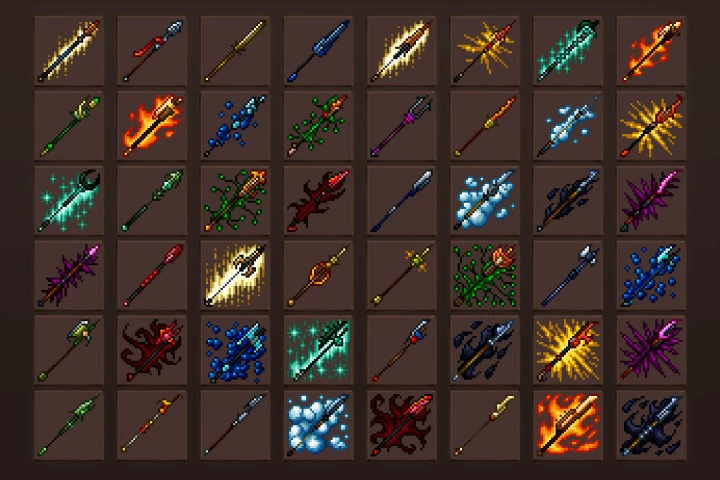 Spear Pixel Art RPG Icons