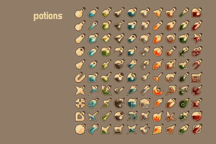 100 Potion Pixel Art Icons