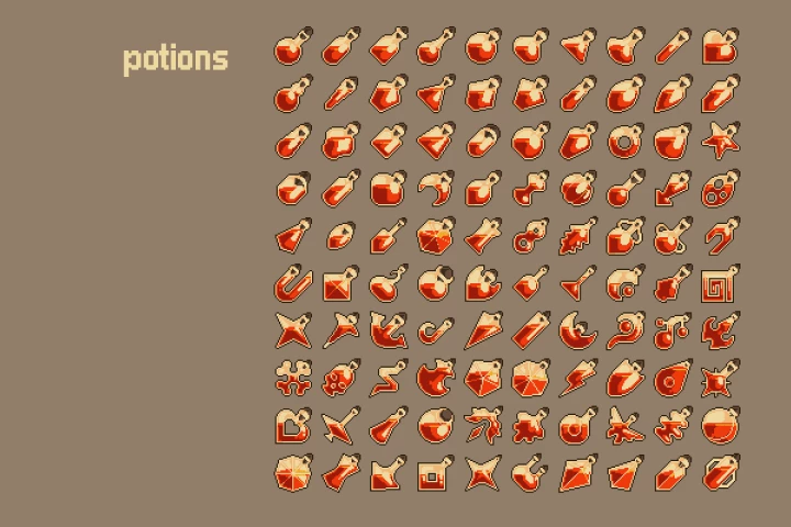 100 Potion Pixel Art Icons