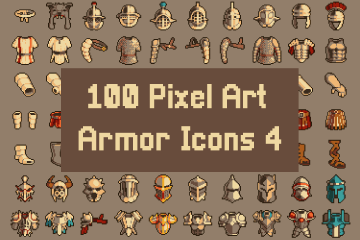 100 RPG Armor Icons Pixel Art