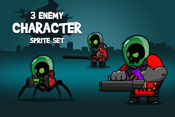 3 Enemy Character Sprite Set