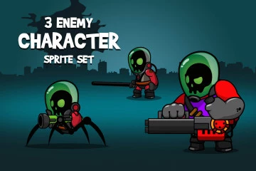 3 Enemy Character Sprite Set