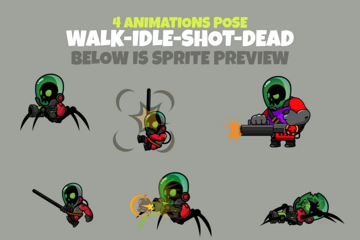 3 Enemy Character Sprite Set