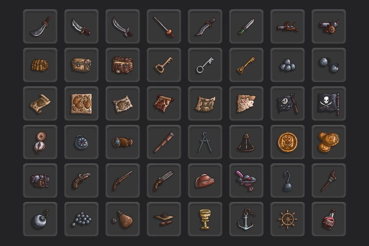 48 Pirate RPG Icons