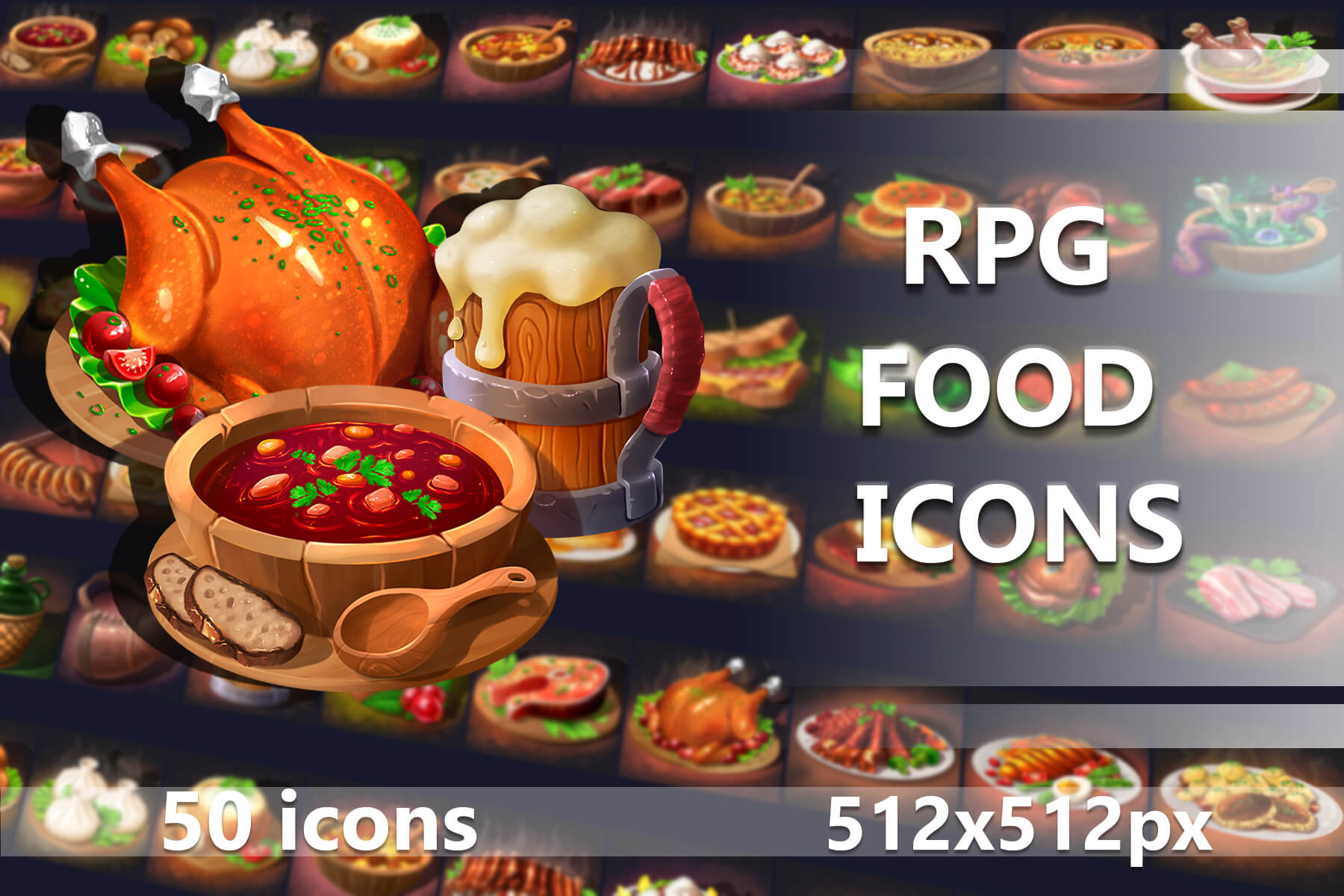 50 RPG Food Icons