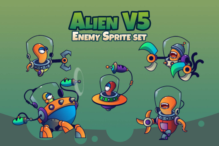 Alien V5 Enemy Sprite Set - CraftPix.net