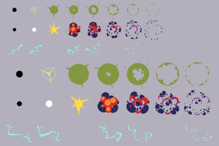 Bombs and Explosions Pixel Art Set