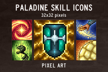 Free Paladin Pixel Art Skill Icons