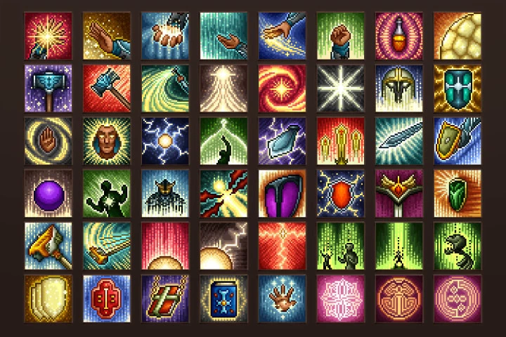 Free Paladin Pixel Art Skill Icons