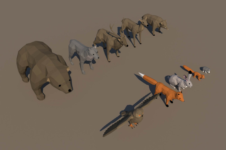 Free Wild Animal 3D Low Poly Models Download 