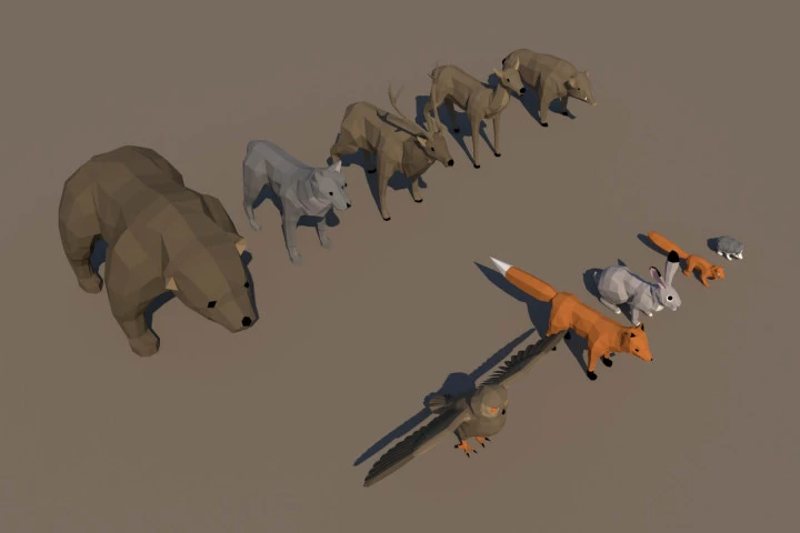 Free Wild Animal 3D Low Poly Models