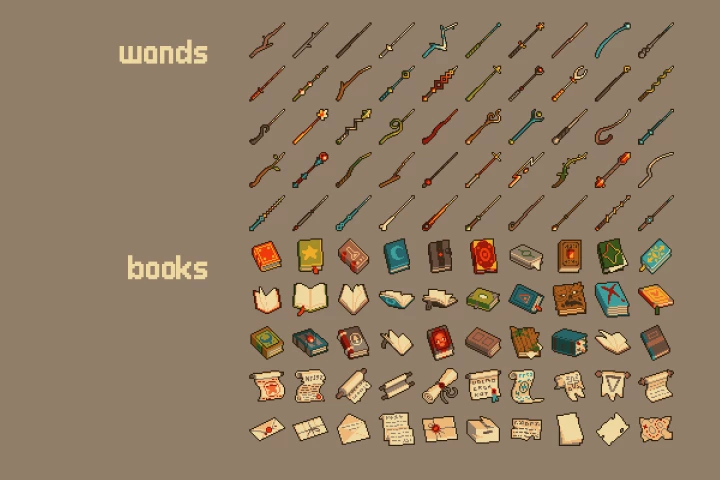 Magic Wand and Book Icon Pack