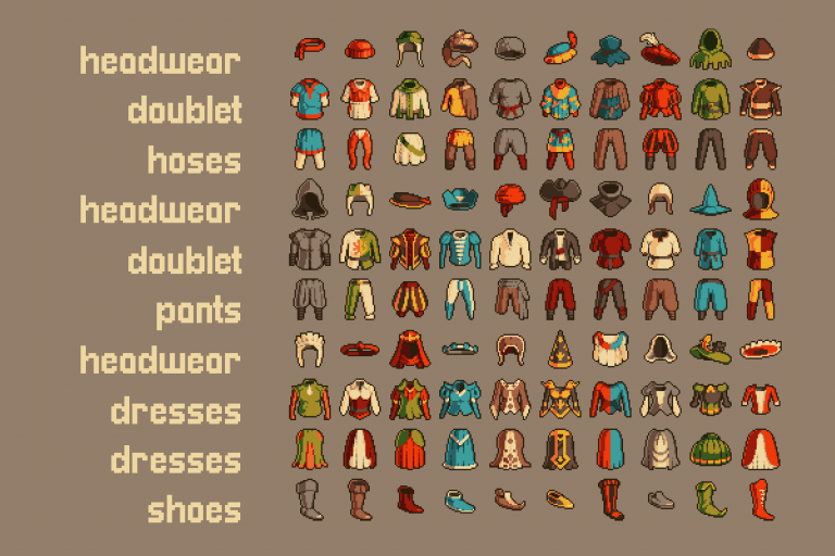 Medieval Clothing Icons Pixel Art Download