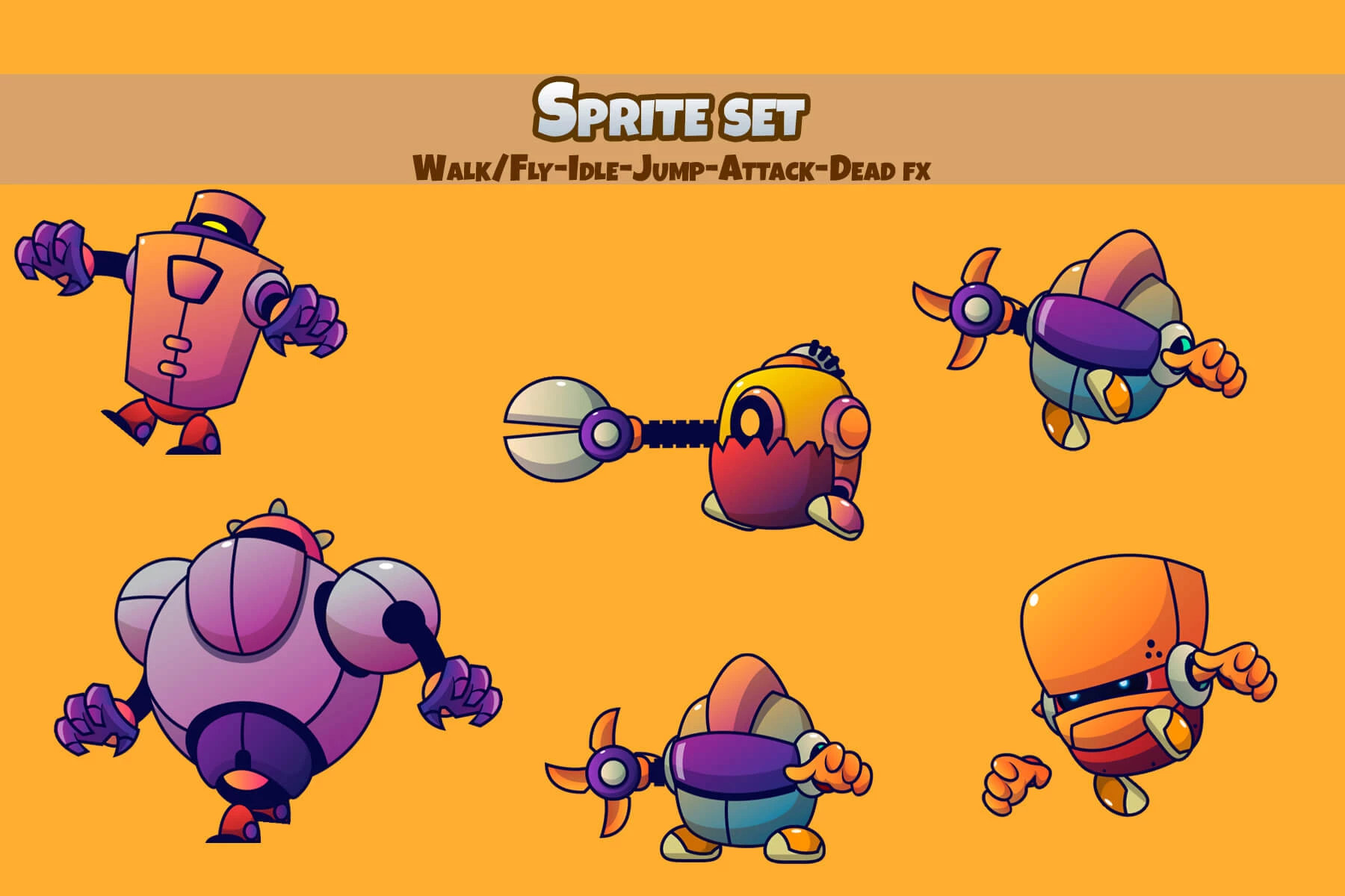 Free 2D Game Asset - Robot Ball Sprites - Bevouliin