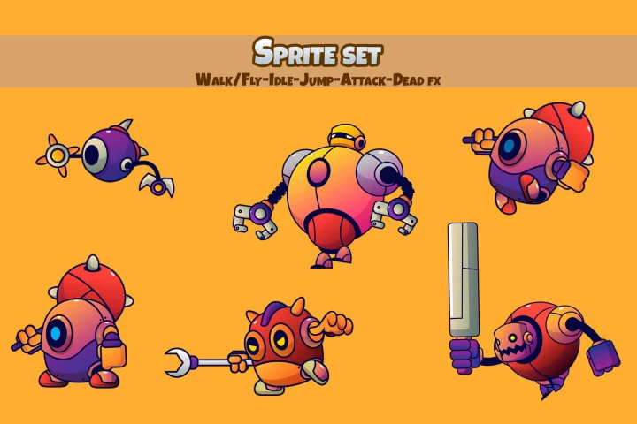 Robots V4 Game Sprite Set