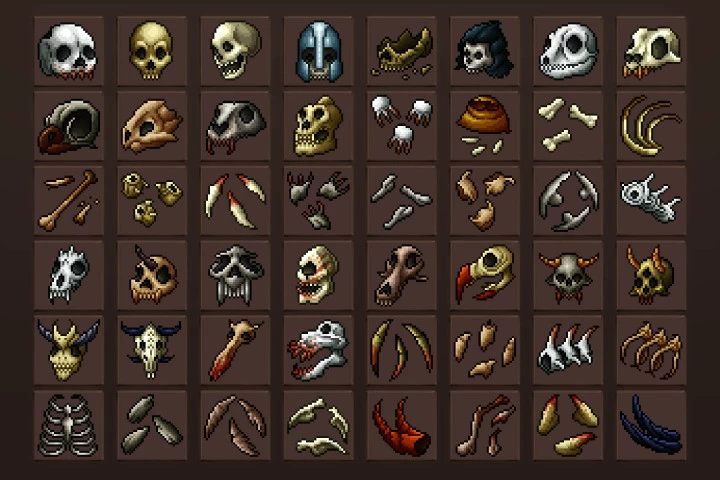 Skull and Bone Pixel Art Icons