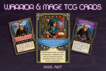 Warrior and Mage TCG Cards Pixel Art