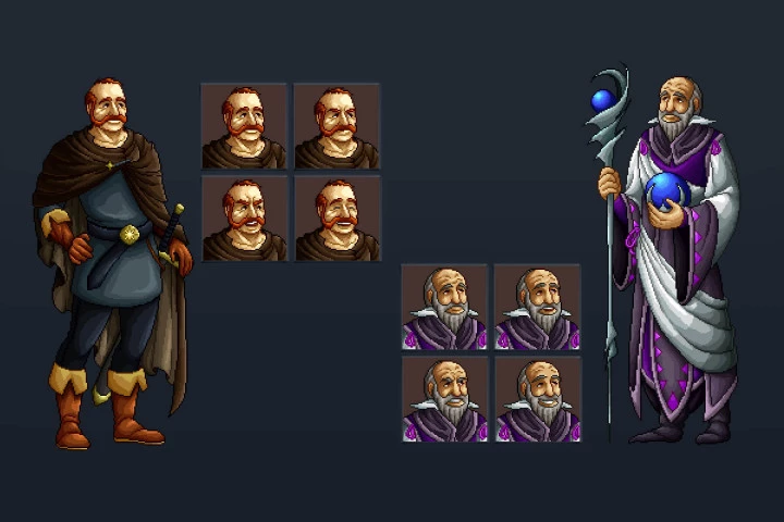 Warrior and Magician Pixel Art Character Pack