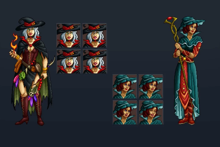 Warrior and Magician Pixel Art Character Pack