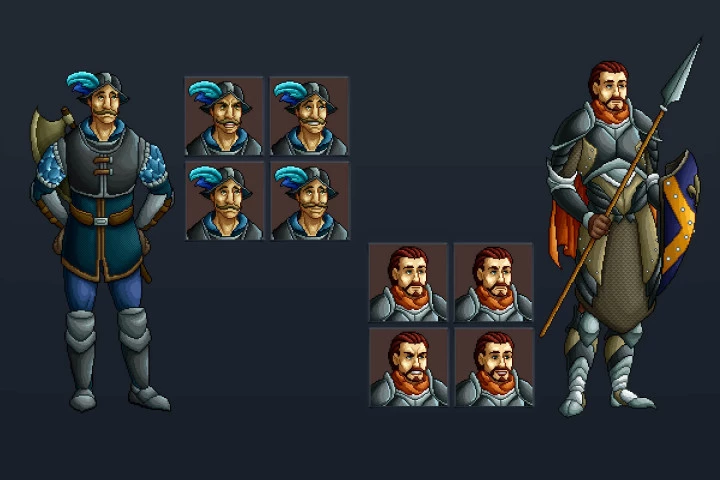 Warrior and Magician Pixel Art Character Pack