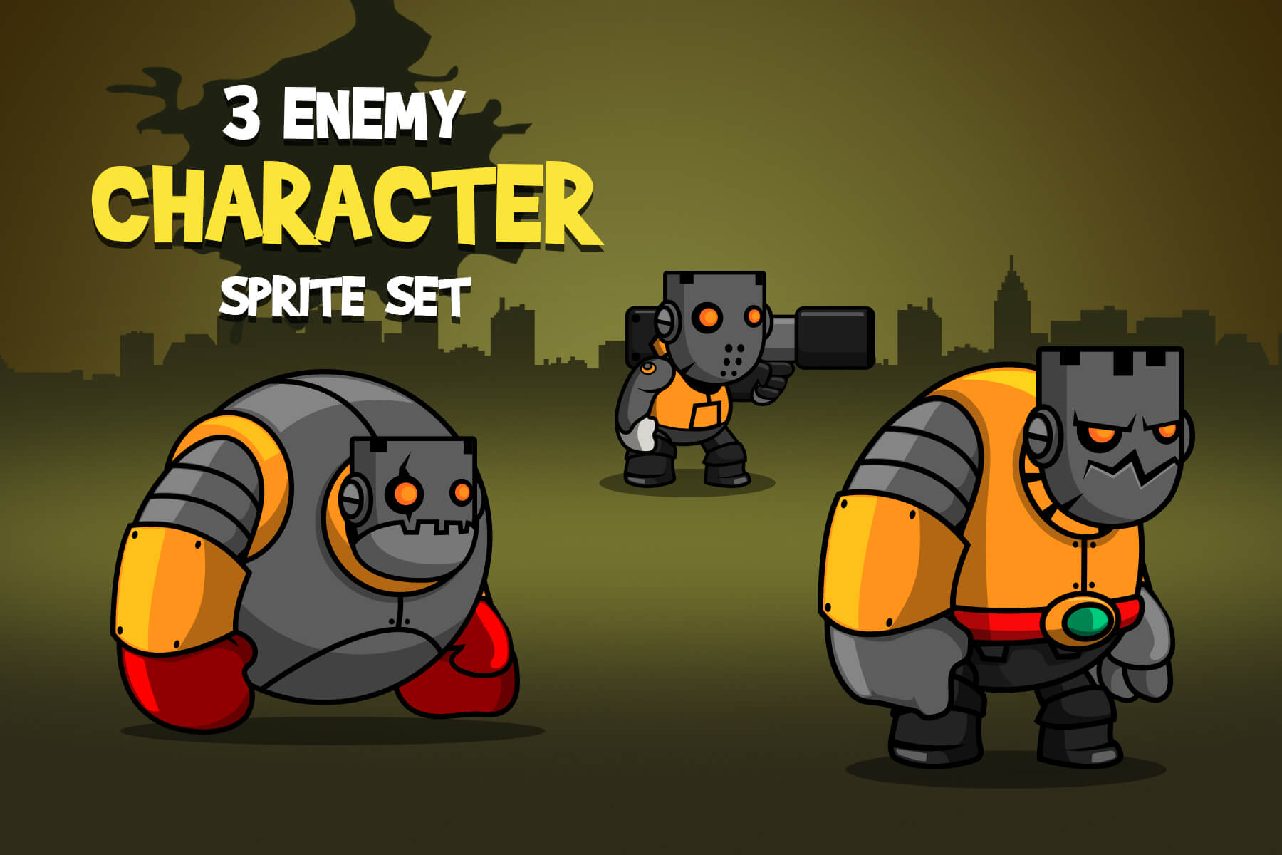 3 Robot Character Sprite Set Download - CraftPix.net