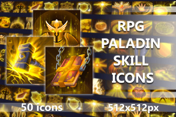 50 RPG Paladin Skill Icons