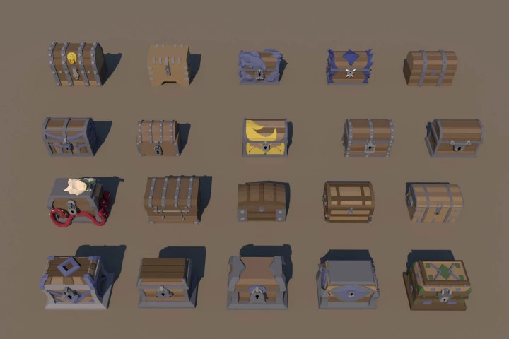 Chest 3D Low Poly Models