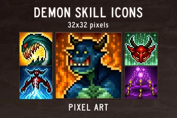 Demon Skill Icons Pixel Art