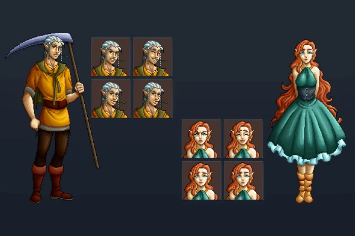 Elf NPC Characters Pixel Art