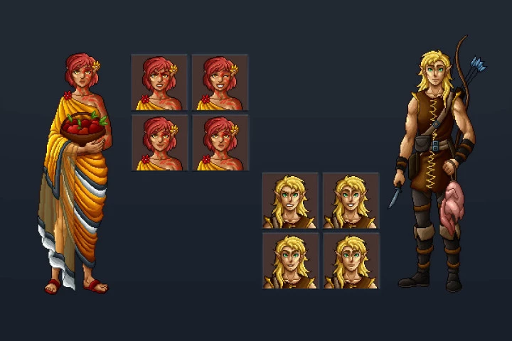 Elf NPC Characters Pixel Art